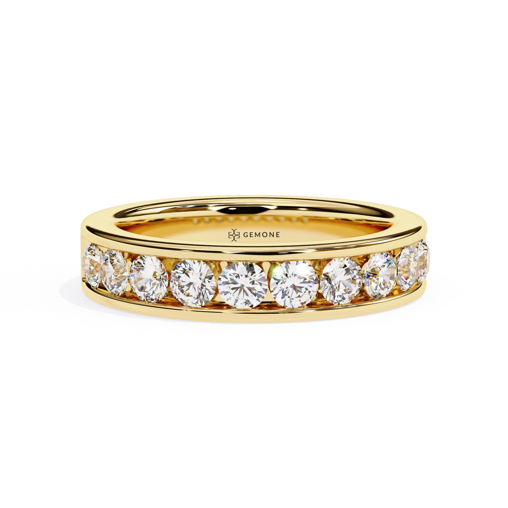 1 Carat Round Cut Half Eternity Diamond Wedding Band In Rose Gold 18K Yellow Gold Natural Diamond
