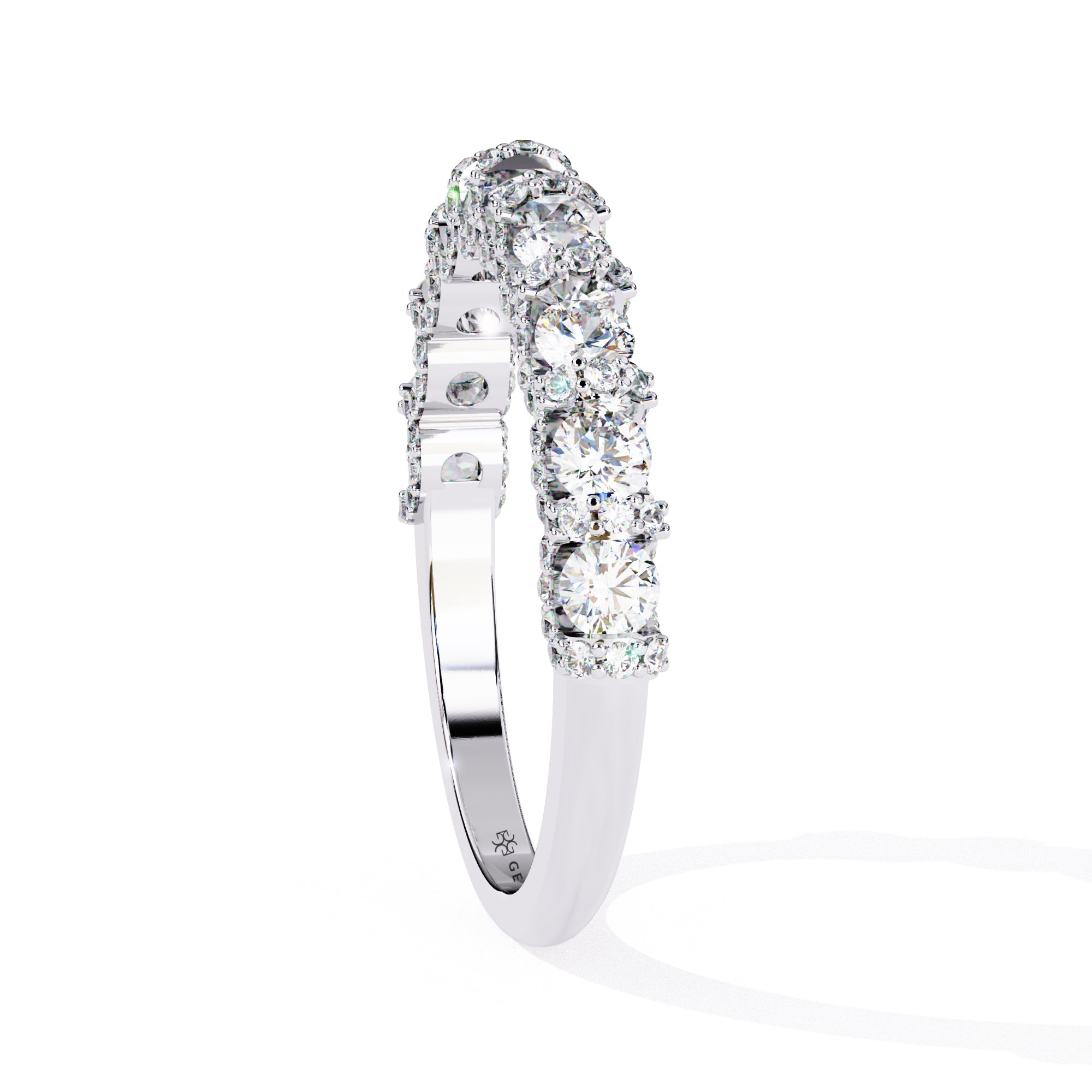 1 Carat Round Shape Half Eternity Diamond Wedding Band In White Gold Diamond Wedding Bands