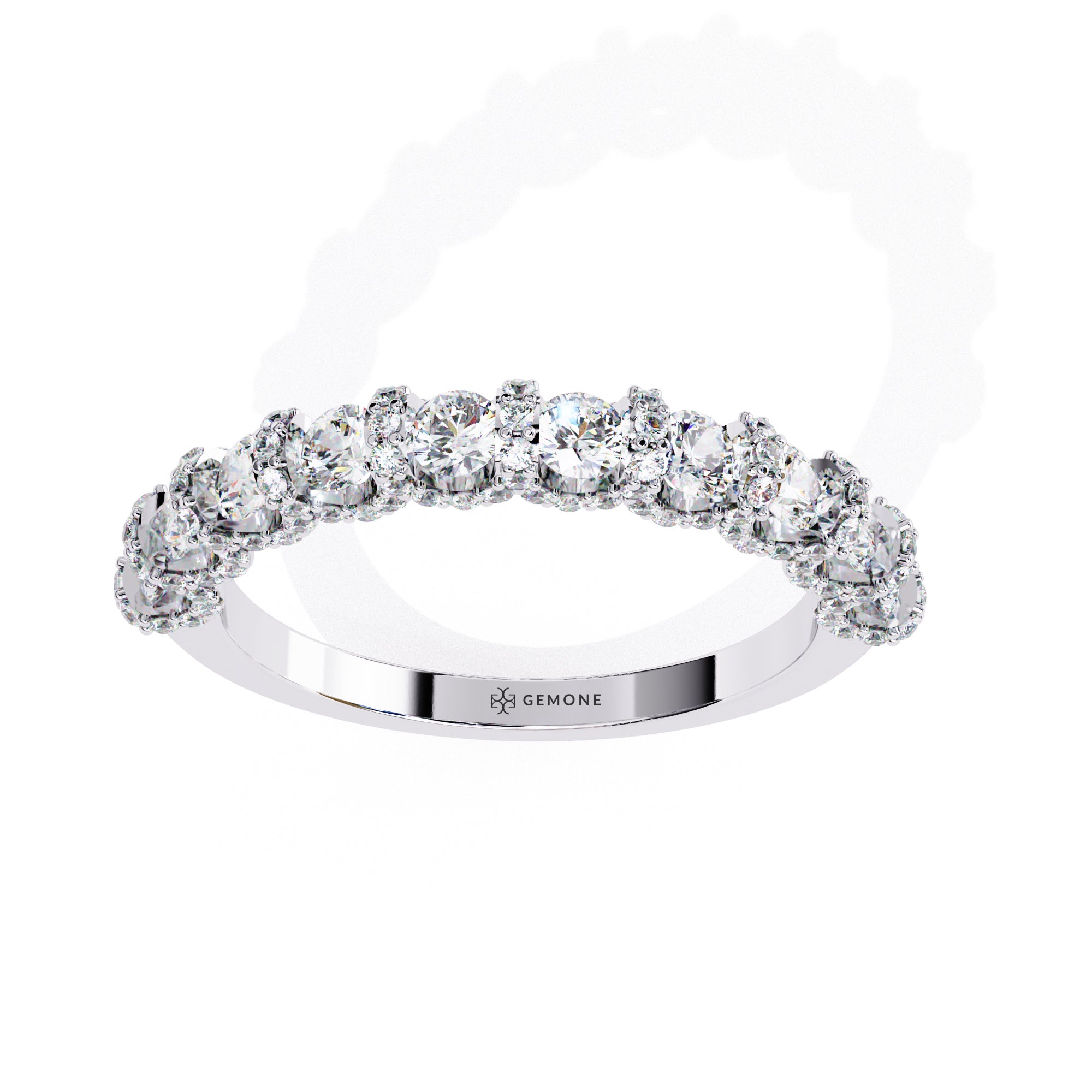 1 Carat Round Shape Half Eternity Diamond Wedding Band In White Gold Diamond Wedding Bands