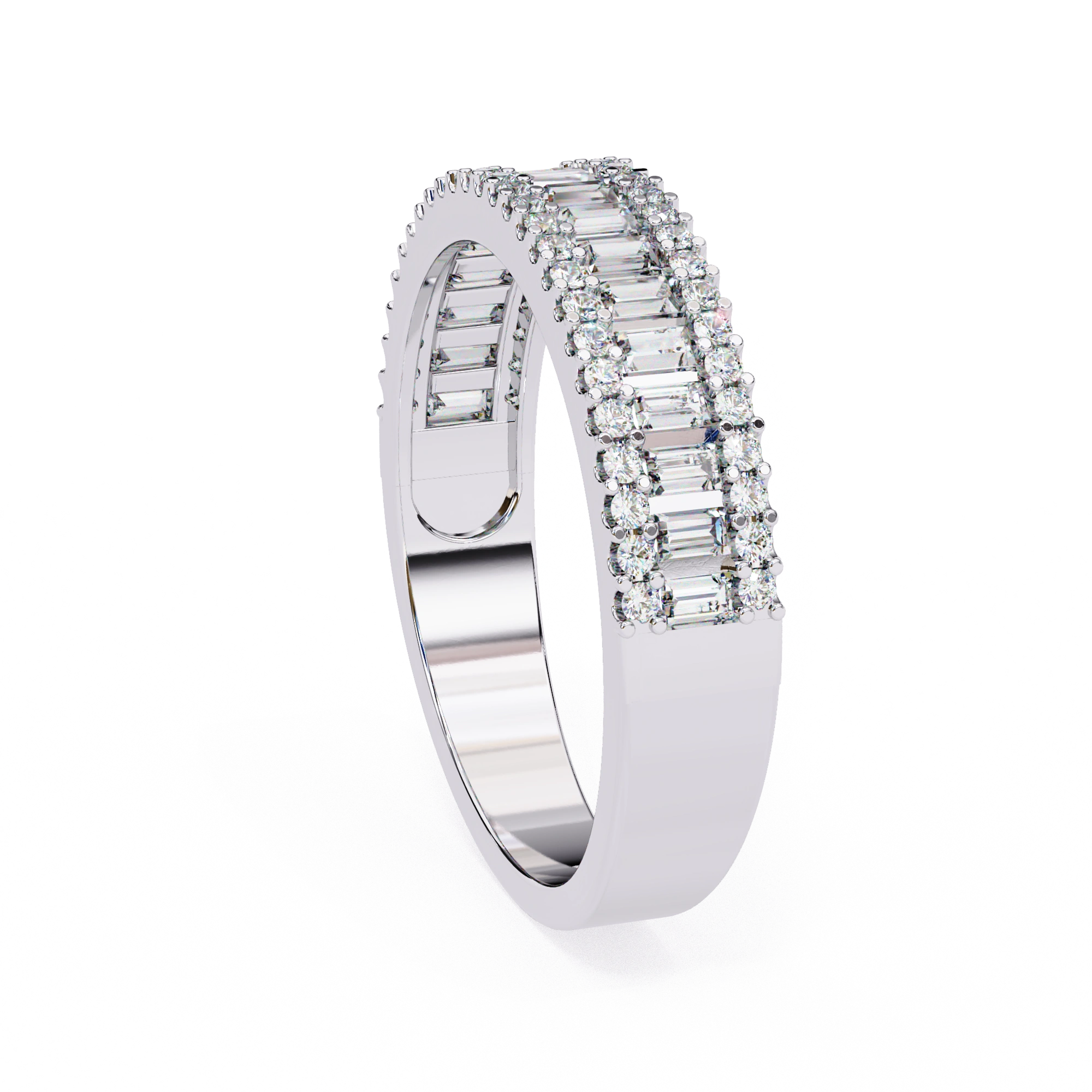 0.80 Ct Baguette Lab Diamond Wedding Band White Gold