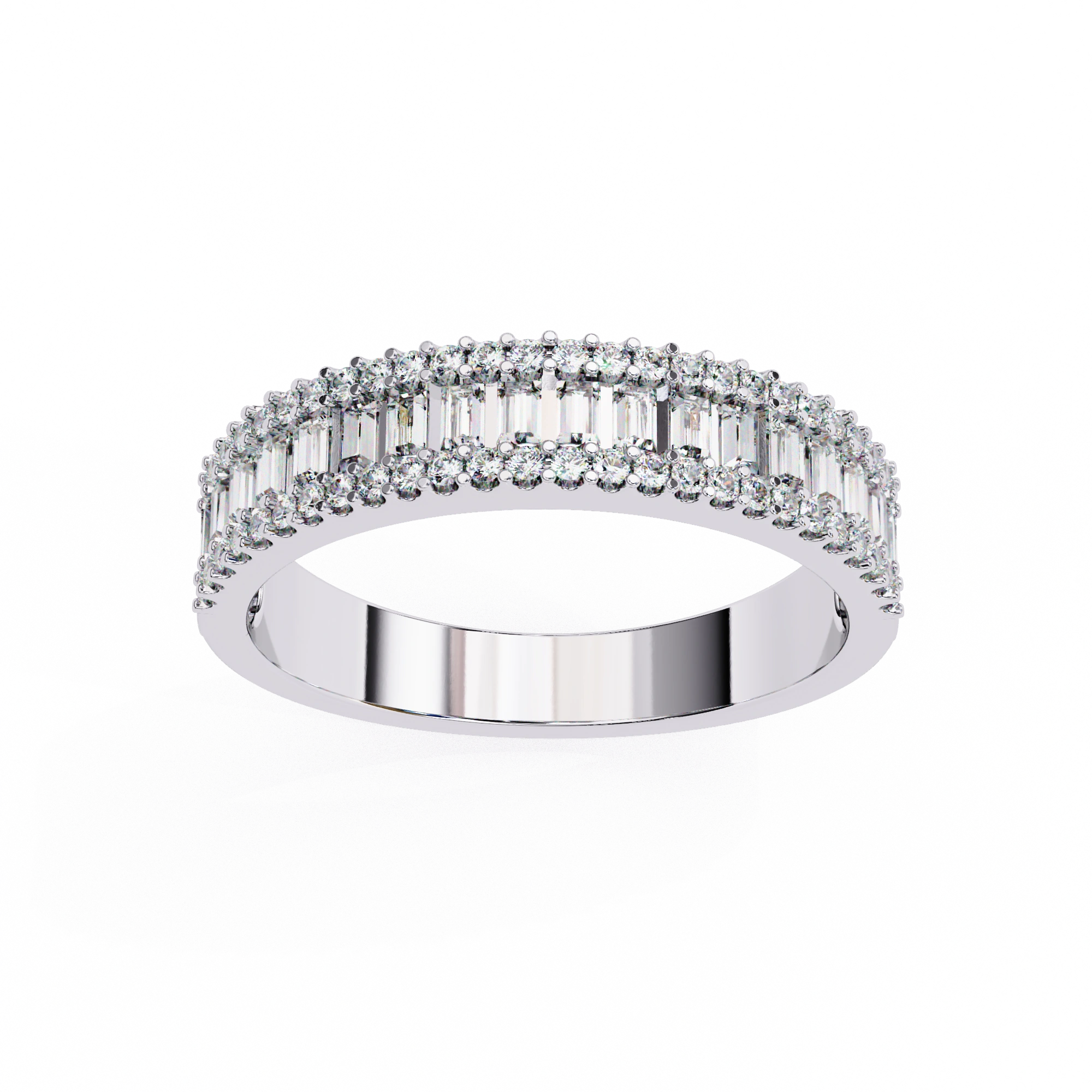 0.80 Ct Baguette Lab Diamond Wedding Band White Gold
