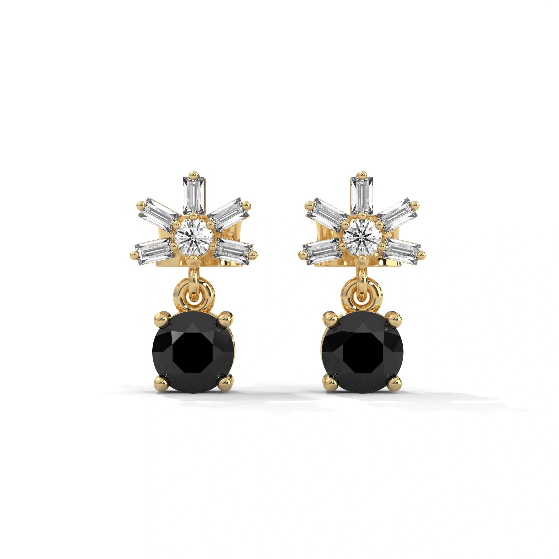 0.82 Ct Black Diamond Drop Earrings In Rose Gold 18K Yellow Gold