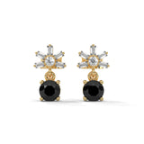 0.82 Ct Black Diamond Drop Earrings In Rose Gold