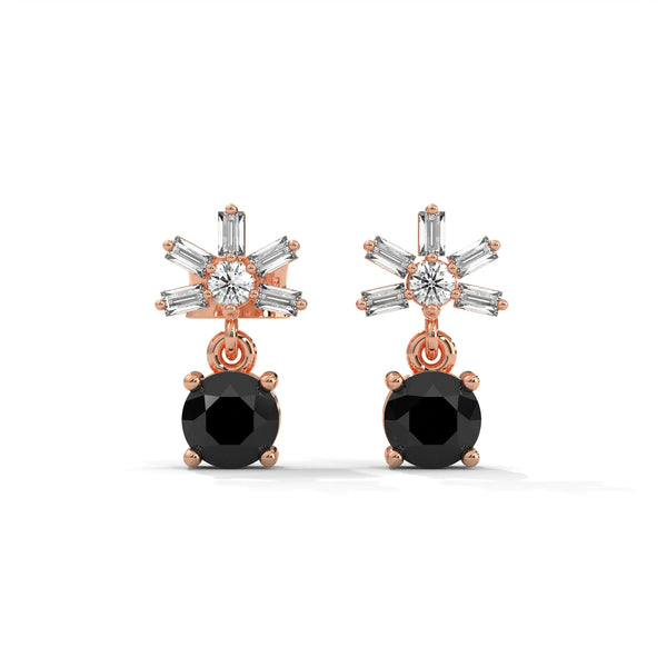 0.82 Ct Black Diamond Drop Earrings In Rose Gold 18K Rose Gold Black Diamond Earrings