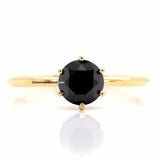 1 Carat Round Cut 6 Prong Solitaire Black Diamond Engagement Ring