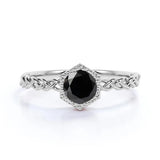 1.01 Carat Bezel Set Round Cut Solitaire Black Diamond Engagement Ring