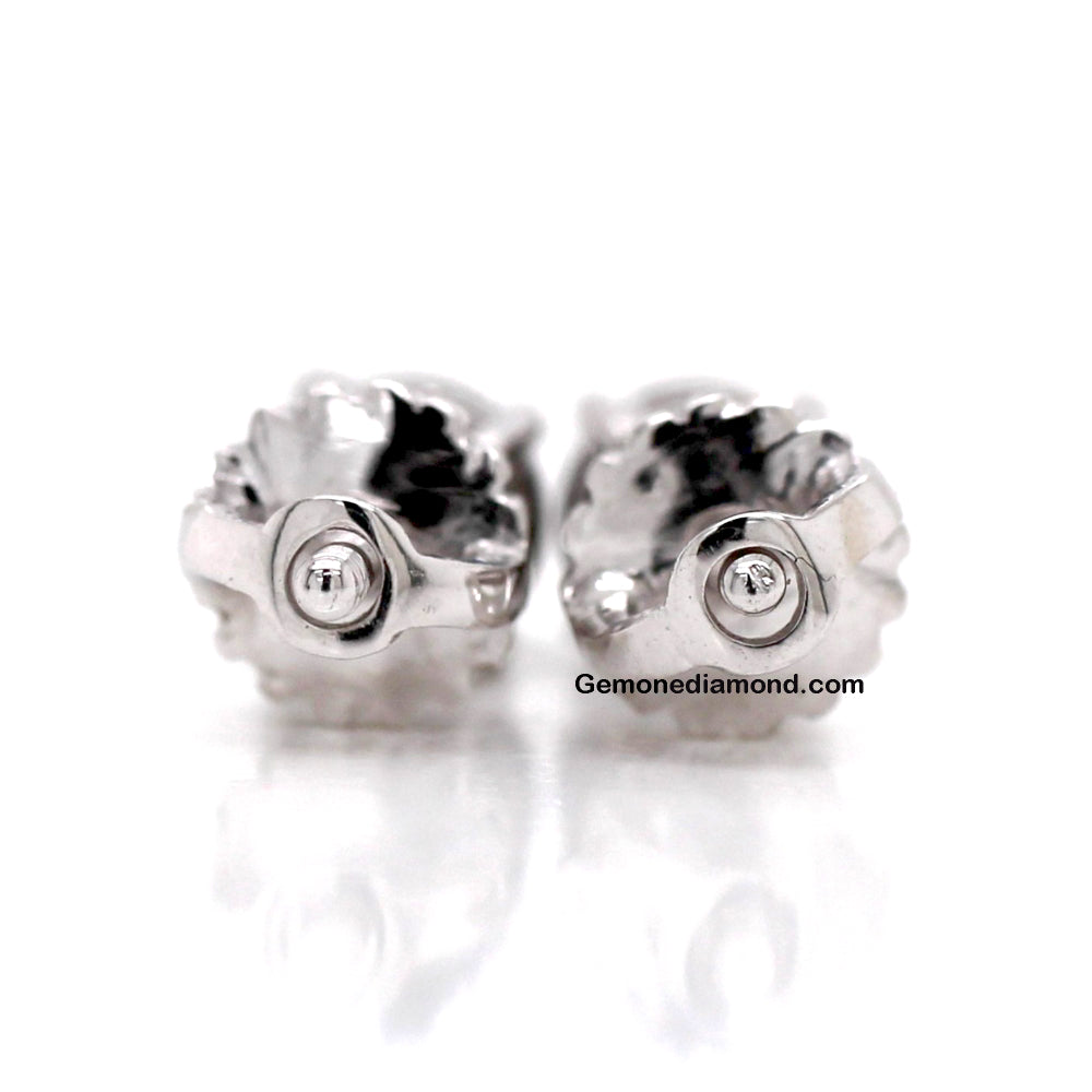 1 Carat Round Black Diamond Stud Earrings in White Gold