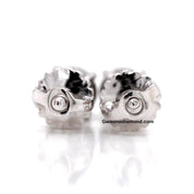 1 Carat Round Black Diamond Stud Earrings in White Gold