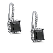 Shop 3.46 Ct Princess Cut Halo Black & White Diamond Earrings