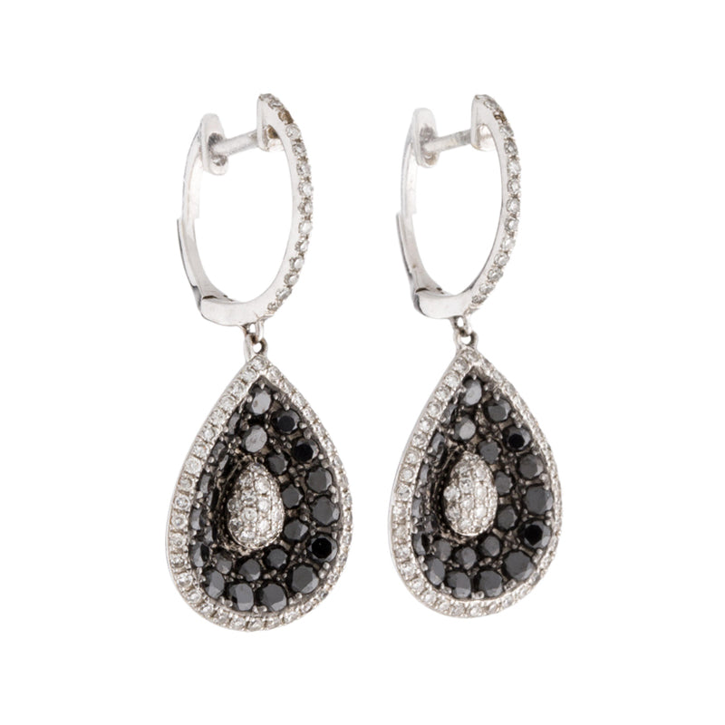 Shop 3.50 Ct Round Cut Black and White Diamond Drop Earrings
