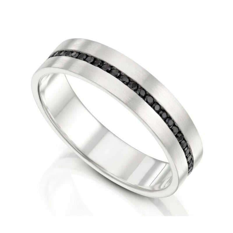 0.31 Round Cut Carat Channel Setting Black Diamond Ring Men's Black Diamond Engagement Ring