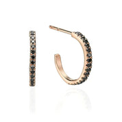 Black Diamond Hoop Earrings for Women's