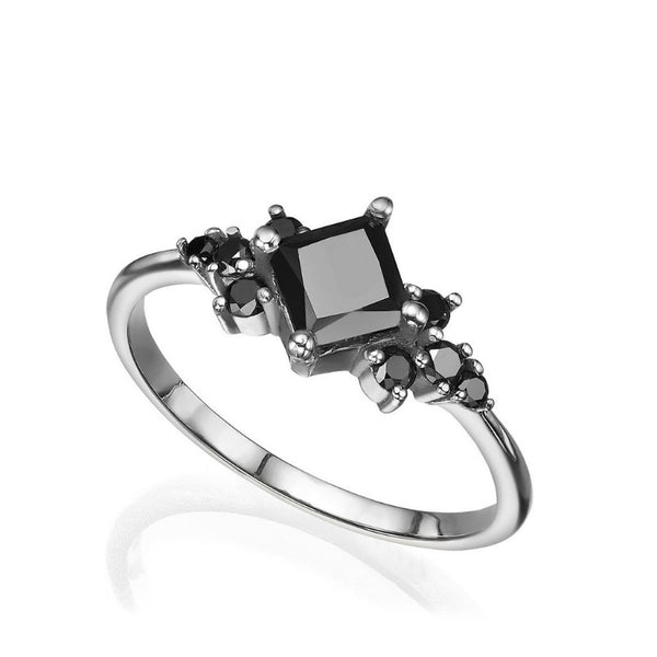 2 Ct Princess Cut Black Diamond Engagement Ring Black Diamond Ring