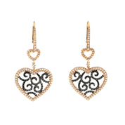 Shop 3 Carat Heart Design Black & White Diamond Drop Earrings