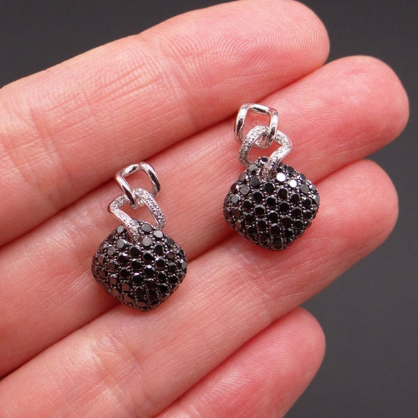 1 Ct Round Cut Black Diamond Drop Earrings Black Diamond Earrings