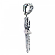 3 Ct Round Cut Diamond Black Diamond Cross Pendant in White Gold