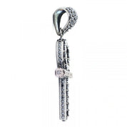 3 Ct Round Cut Diamond Black Diamond Cross Pendant in White Gold