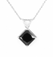 2 Ct Princess Cut Diamond Solitaire Black Diamond Pendant Necklace