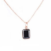 2 Carat Emerald Cut Diamond Solitaire Black Diamond Pendant necklace