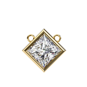 2 Ct Princess Lab Diamond Bezel Necklace Yellow Gold