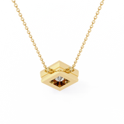 2 Ct Princess Lab Diamond Bezel Necklace Yellow Gold