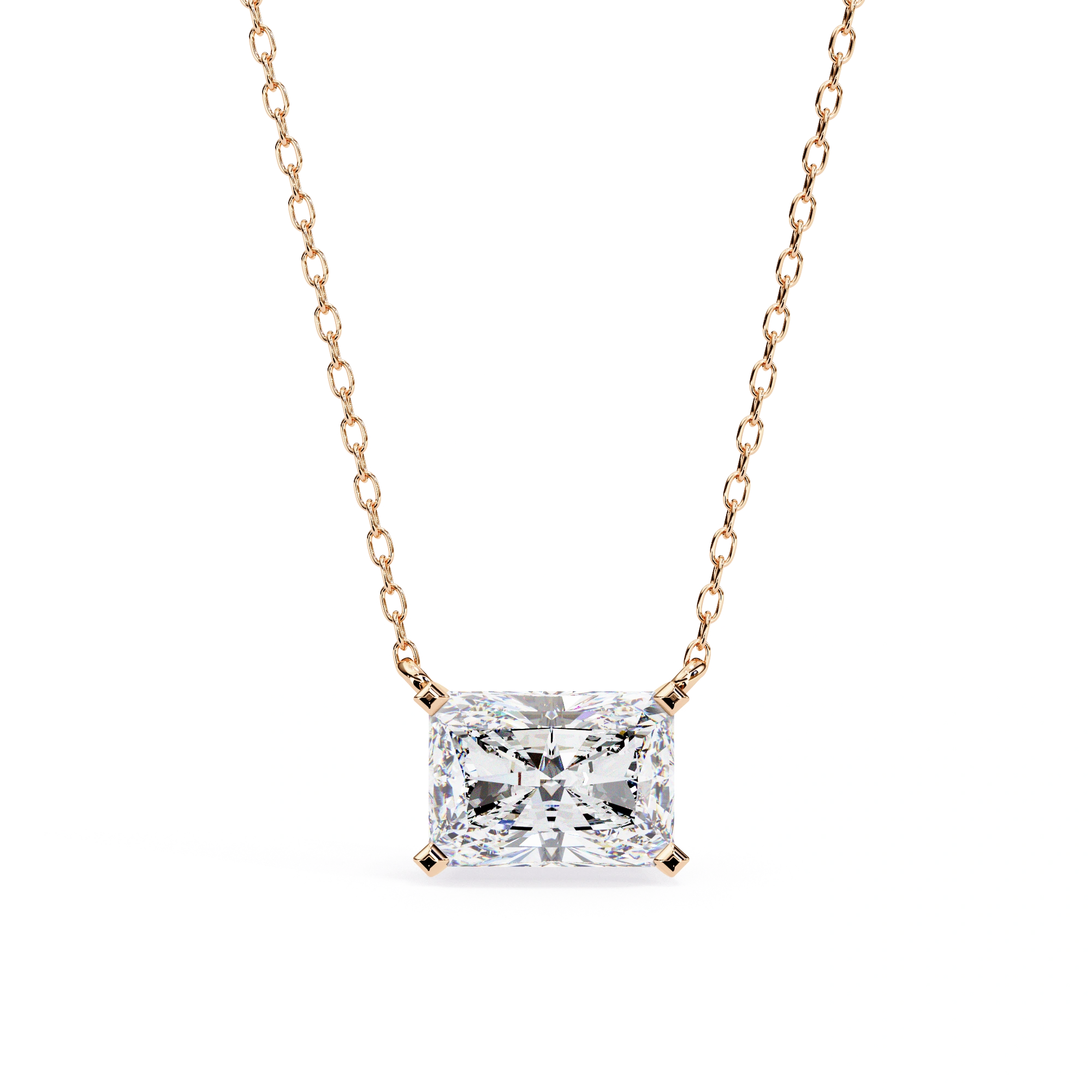 2 Ct Radiant Lab Diamond Bezel Set Necklace In White Gold Lab Diamond