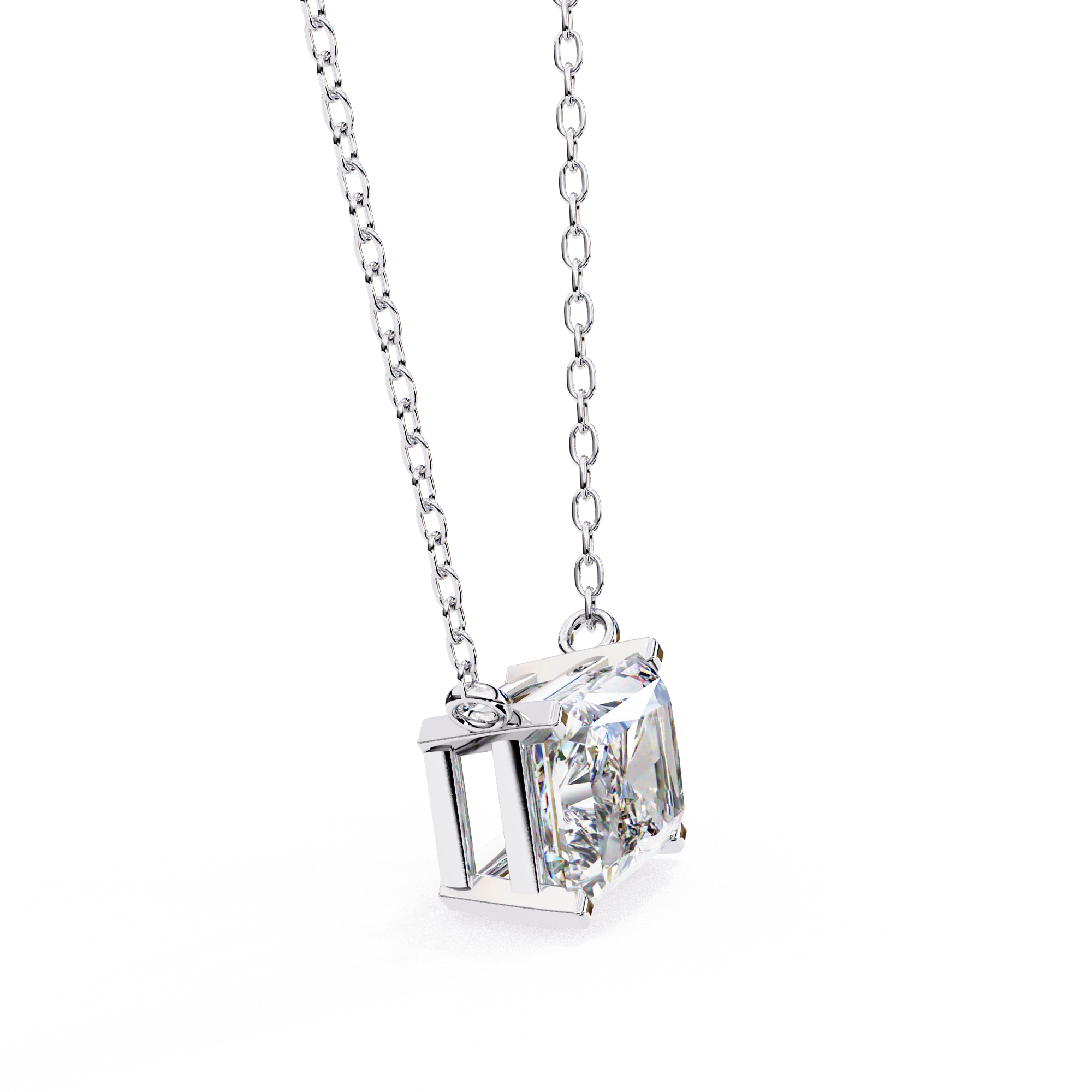 2 Ct Radiant Lab Diamond Bezel Set Necklace In White Gold