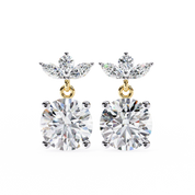 2.04 Carat Diamond Drop Earrings Floral Marquise Dangle Design Lab Diamond