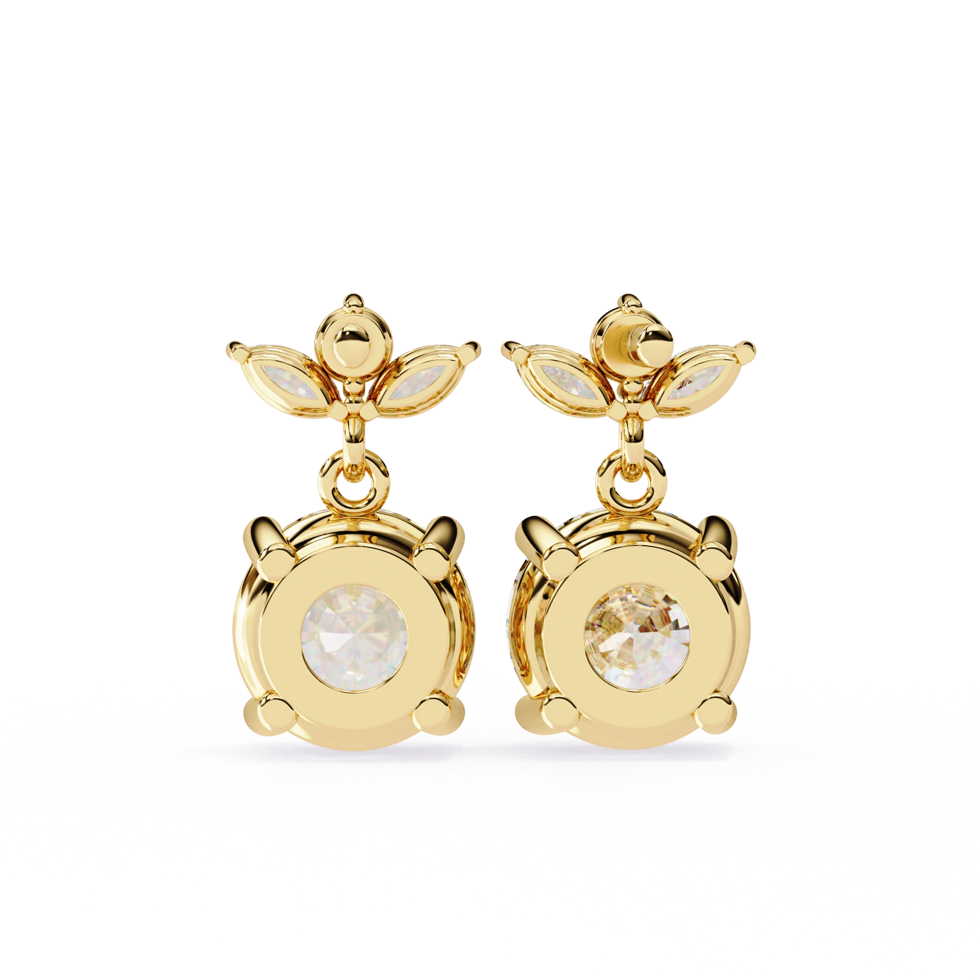 2.04 Carat Diamond Drop Earrings Floral Marquise Dangle Design