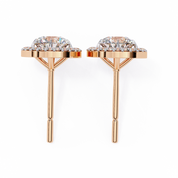2 Carat Halo Set Diamond Stud Earrings in Platinum with Gold Option