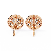 2 Carat Halo Set Diamond Stud Earrings in Platinum with Gold Option