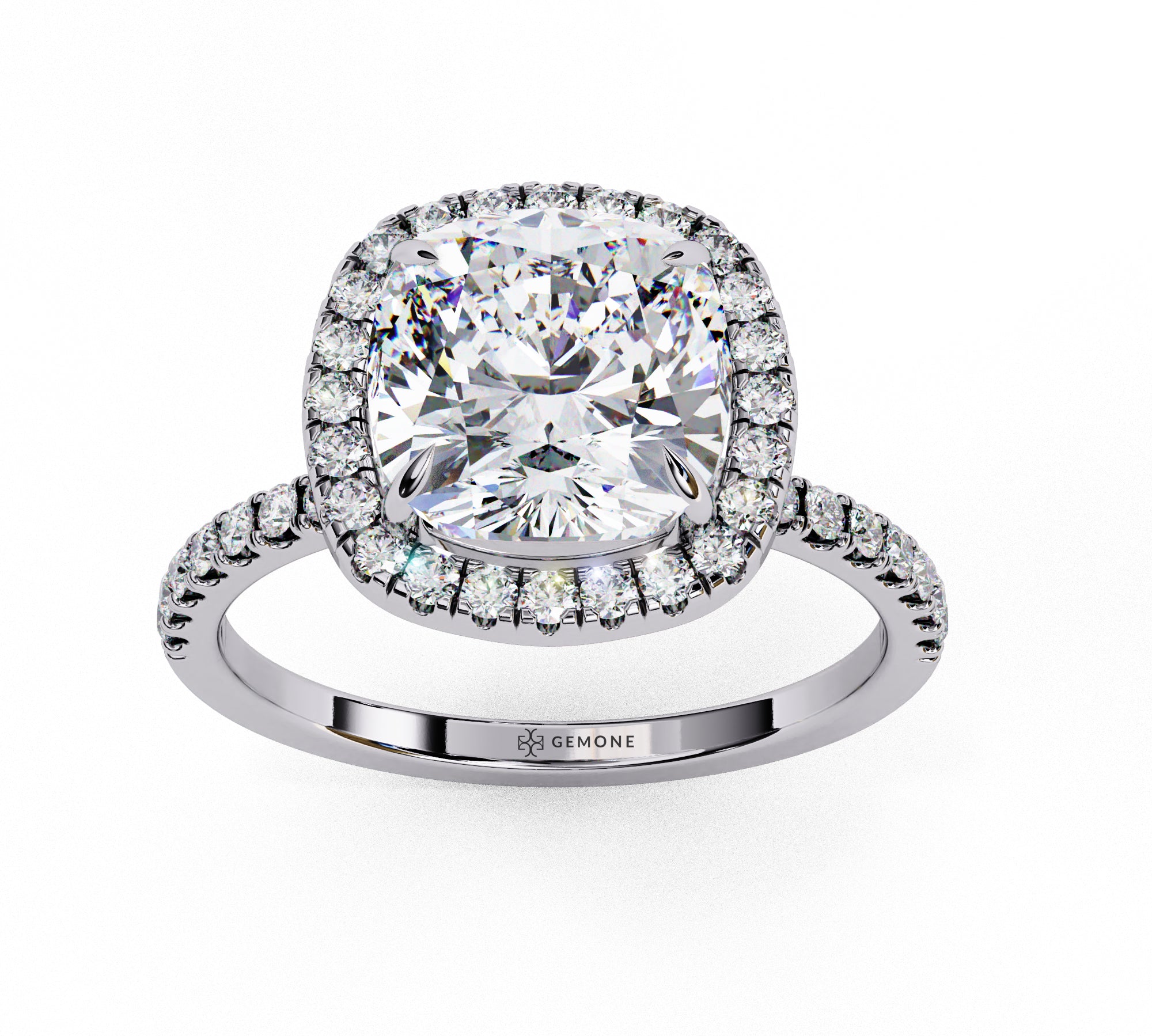 2.38 Carat Cushion Cut Halo Lab Diamond Engagement Ring Promise Engagement Rings