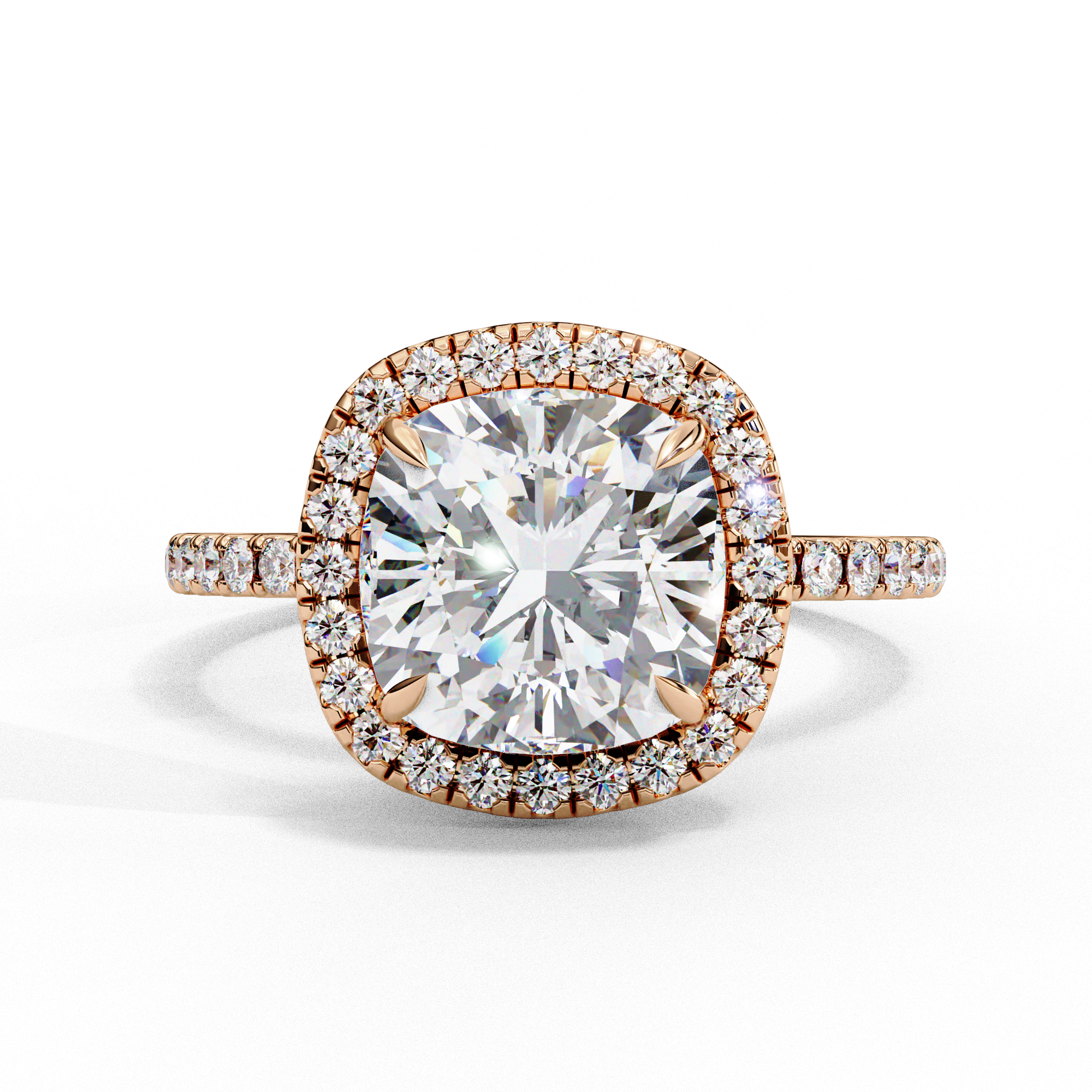 2.38 Carat Cushion Cut Halo Lab Diamond Engagement Ring 18K Rose Gold Promise Engagement Rings