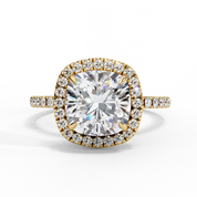 2.38 Carat Cushion Cut Halo Lab Diamond Engagement Ring 18K Yellow Gold Promise Engagement Rings