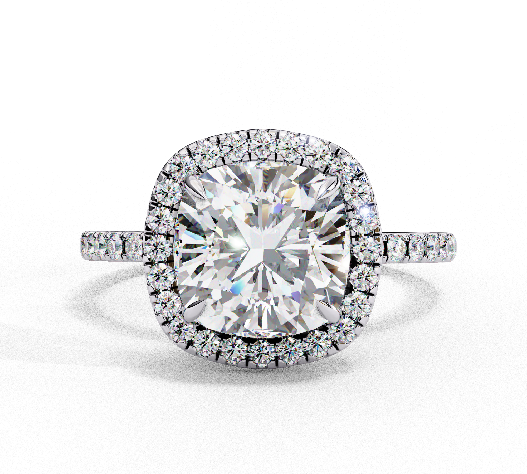2.38 Carat Cushion Cut Halo Lab Diamond Engagement Ring Promise Engagement Rings