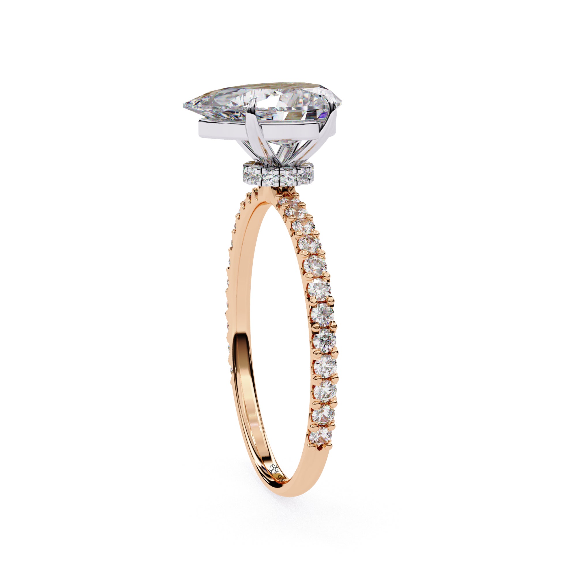 2.10 Carat Pear Shape Halo Lab Grown Diamond Engagement Ring