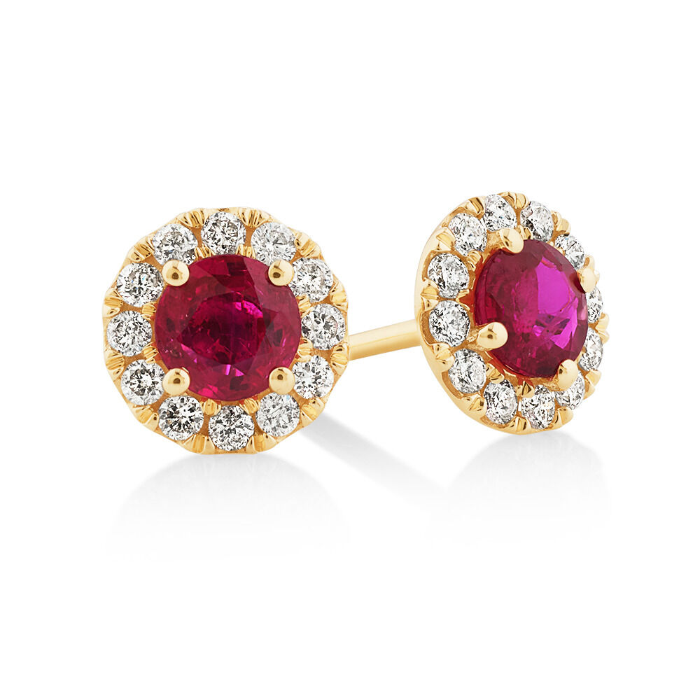 2.10 Carat Round Prong Set Ruby Gemstone Stud Earrings Ruby