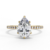 Pear Shape Hidden Halo Lab Diamond Engagement Ring