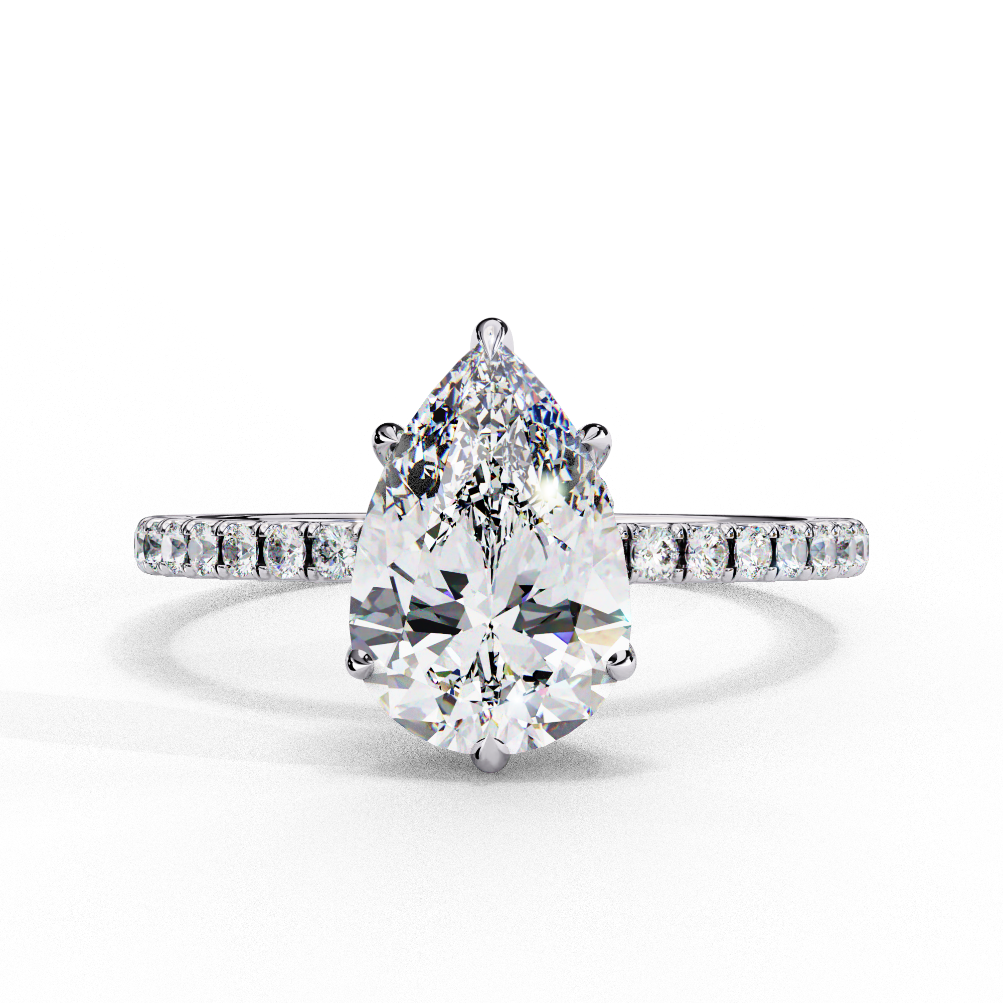 Pear Shape Hidden Halo Lab Diamond Engagement Ring Lab Diamond Engagement Rings