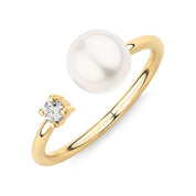 2.20 Carat Toi Et Moi Pearl Gemstone And Diamond Ring Pearl