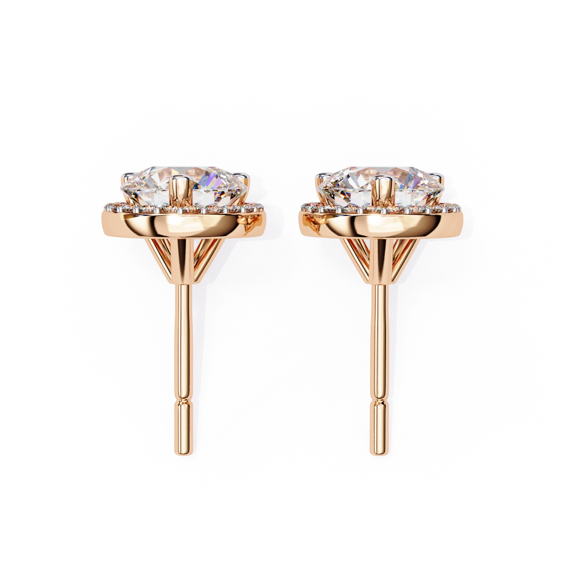 2.2 Ct. Round Halo Diamond Stud Earrings Women's Classic Bezel Look