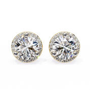 2.2 Ct. Round Halo Diamond Stud Earrings Women's Classic Bezel Look Lab Diamond