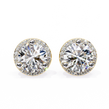 2.2 Ct. Round Halo Diamond Stud Earrings Women's Classic Bezel Look