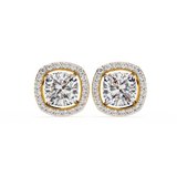 2.34 Carat Cushion Diamond Halo Stud Earrings for Women