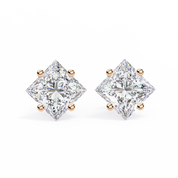2.50 Ct Princess Cut Lab Diamond Stud Earrings 18K Rose Gold
