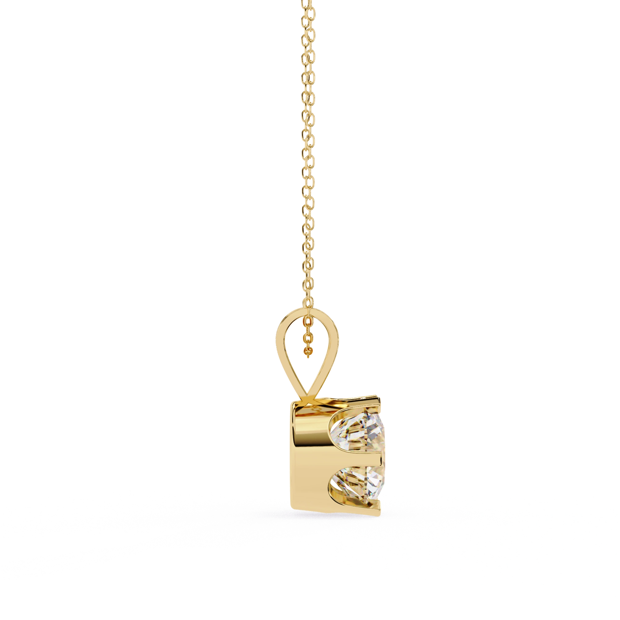 2.43 Ct Lab Round Diamond Solitaire Pendant Yellow Gold