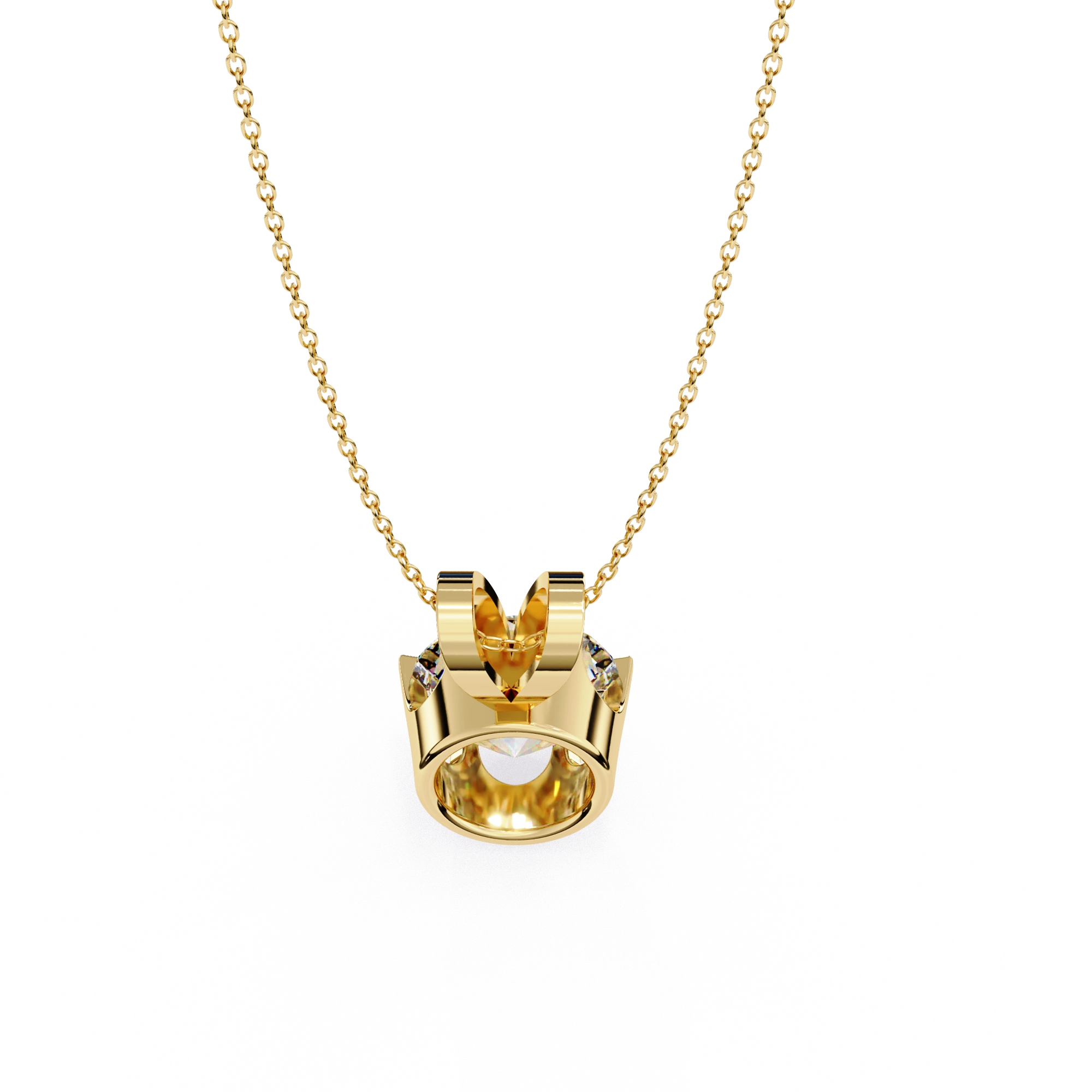 2.43 Ct Lab Round Diamond Solitaire Pendant Yellow Gold