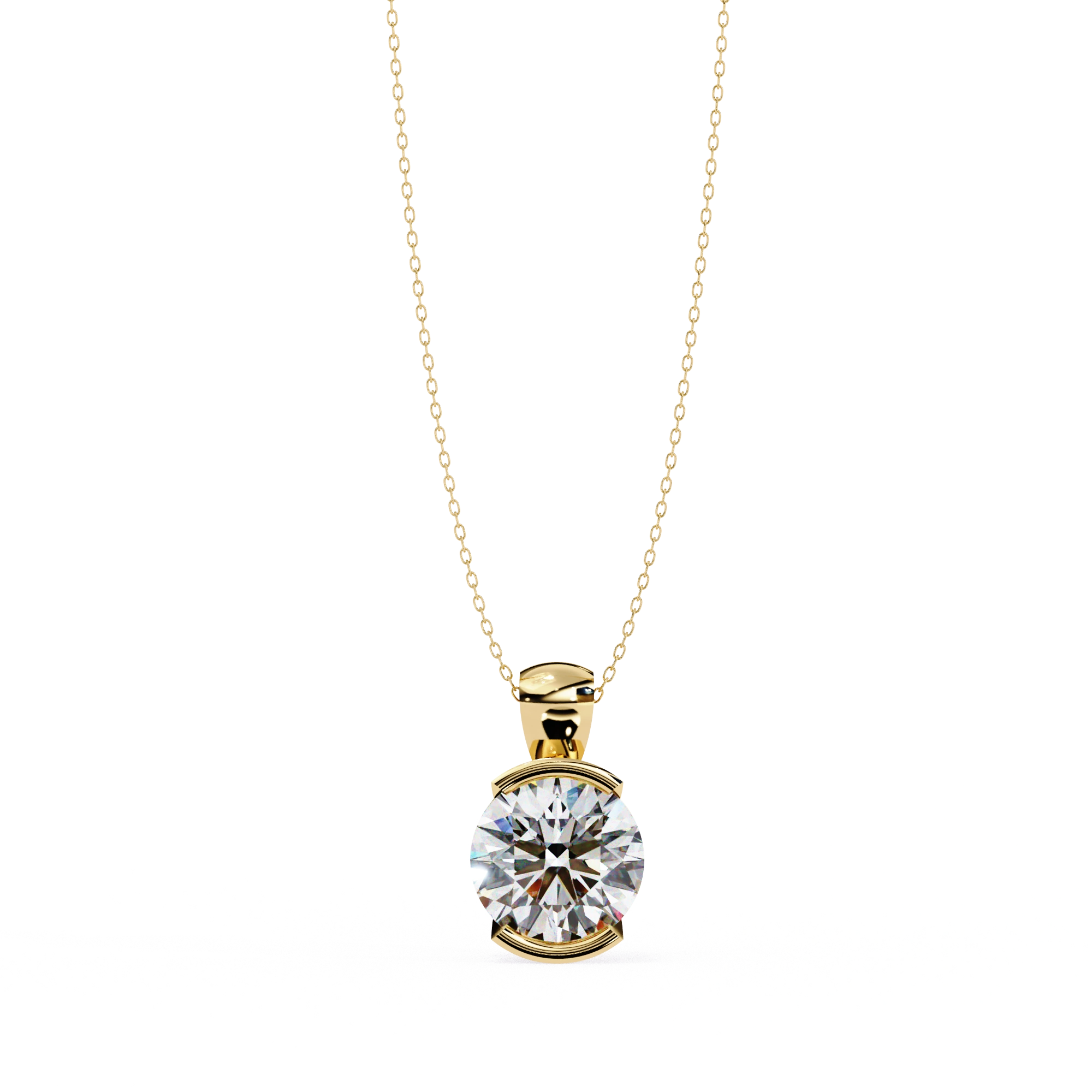 2.43 Ct Round Lab Diamond Bezel Set Pendant in Yellow Gold Lab Diamond