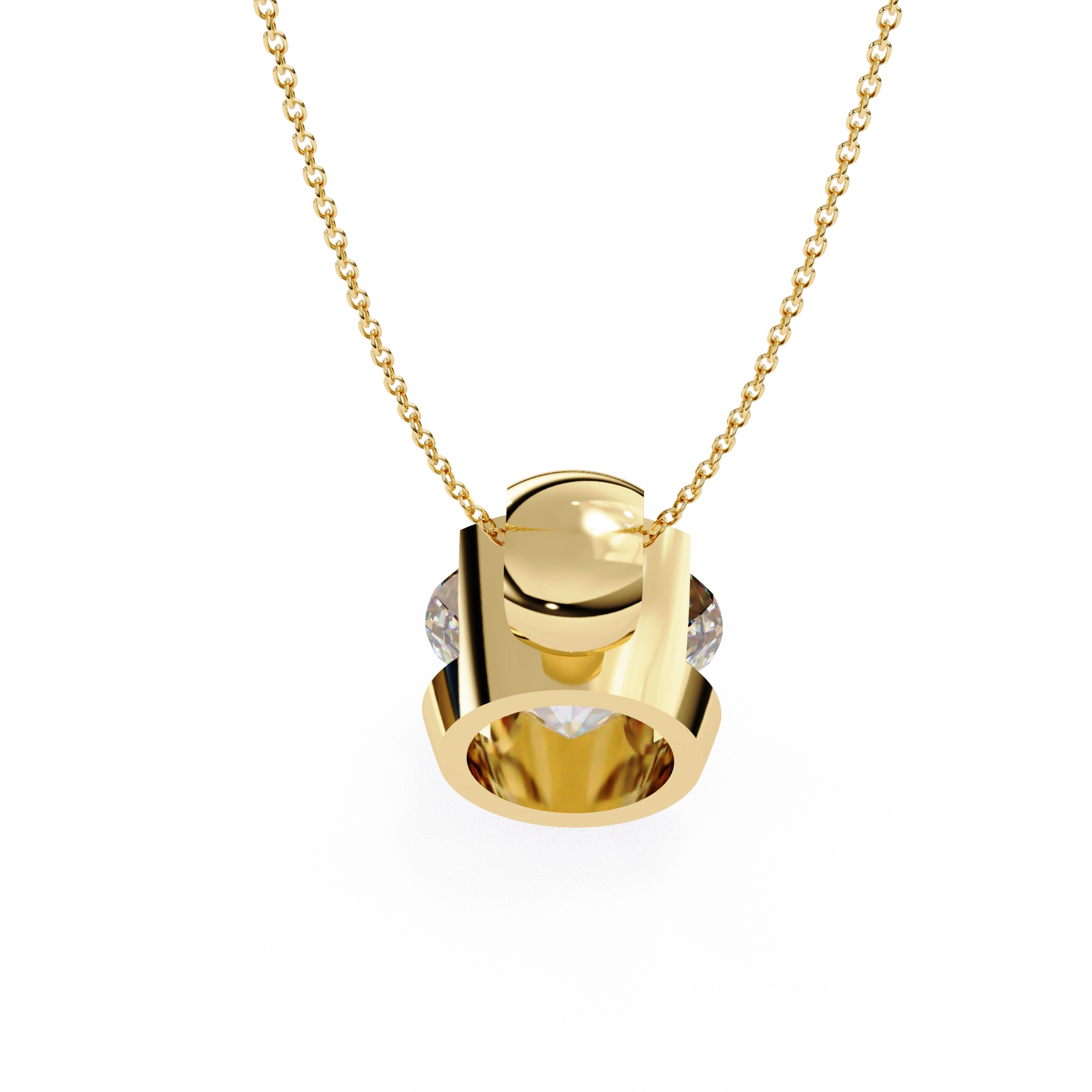 2.43 Ct Round Lab Diamond Bezel Set Pendant in Yellow Gold