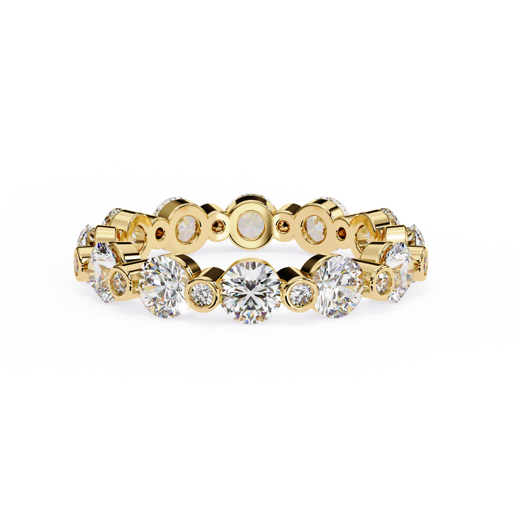 2.46 Carat Round Cut Diamond Eternity Wedding Bands 18K Yellow Gold Natural Diamond